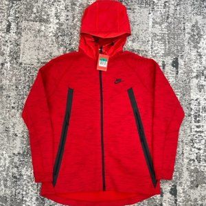 Nike Tech Fleece Bonded Windrunner Full Zip Men's Hoodie Red-Black -size XL